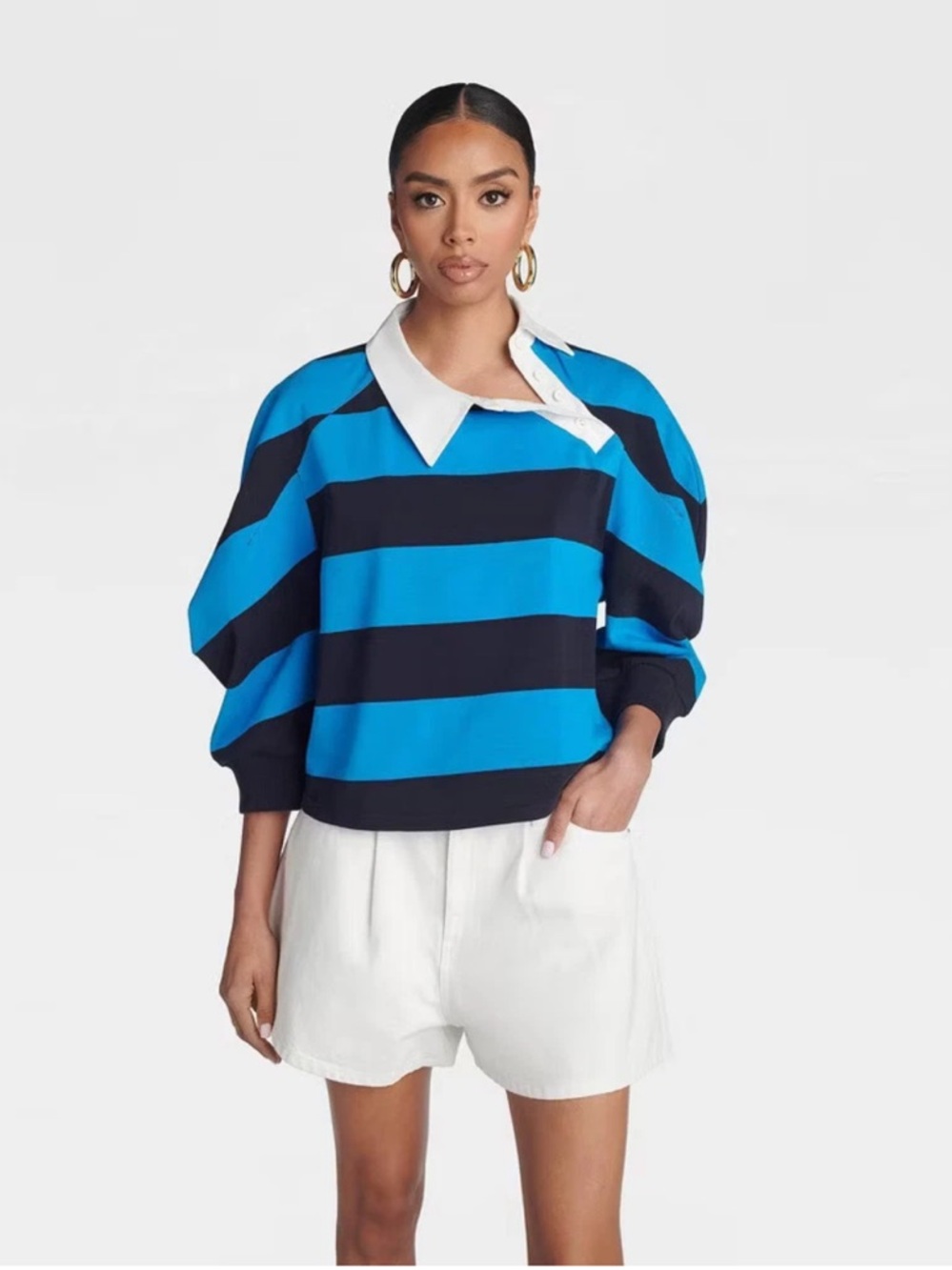 KBB by KAHLANA Women 'The Striped Crewneck T-Shirt' - Navy Blue